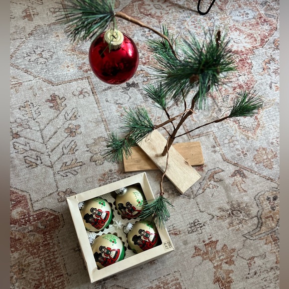Other - Vintage Aunt Holly & Uncle Mistletoe glass Ball Christmas Ornament